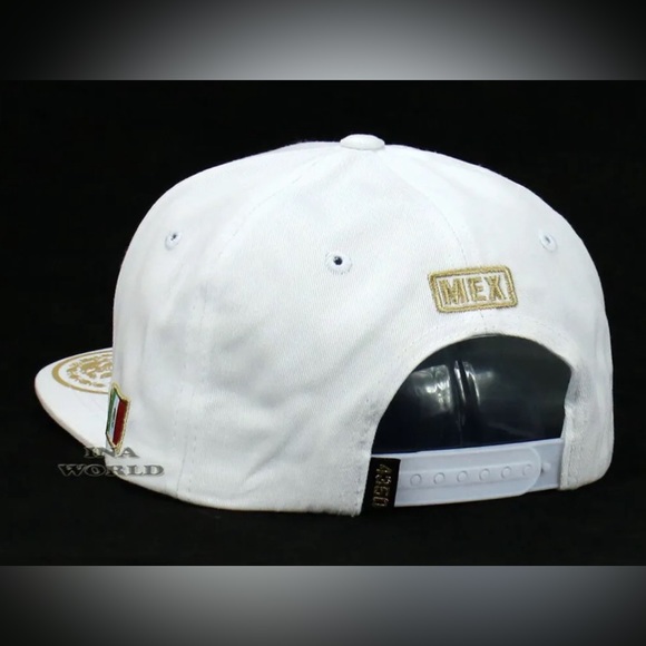 Mexican Hat Mexico Metallic Brass Eagle Logo Snapback Flat Bill Baseball Cap - Picture 6 of 8